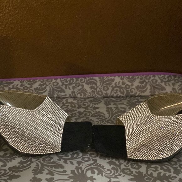 Black Suede Rhinestone Heels - Picture 4 of 10